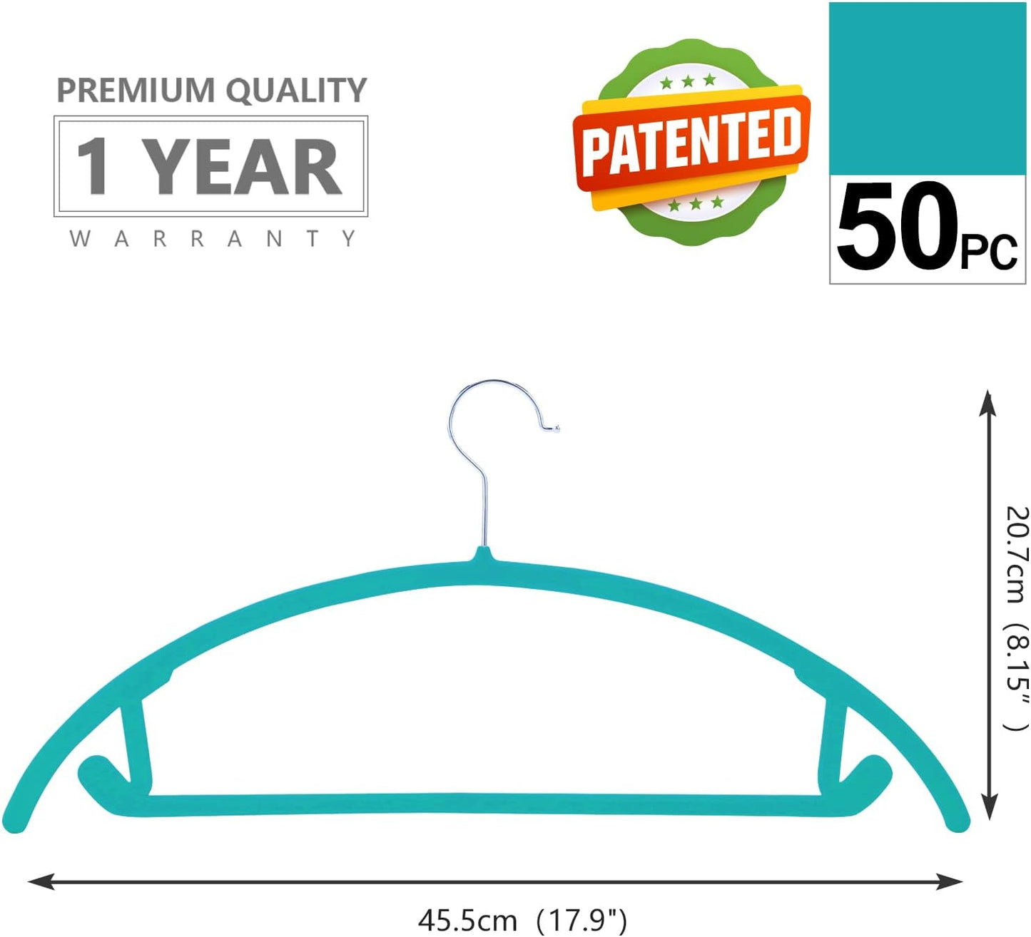 MIZGI Premium Velvet Hangers 50 Pack Heavyduty- Non Slip No Shoulder Bump Suit Hanger - Chrome Hooks,Space Saving Clothes Rounded Shape for Coat,Sweater,Jackets,Pants