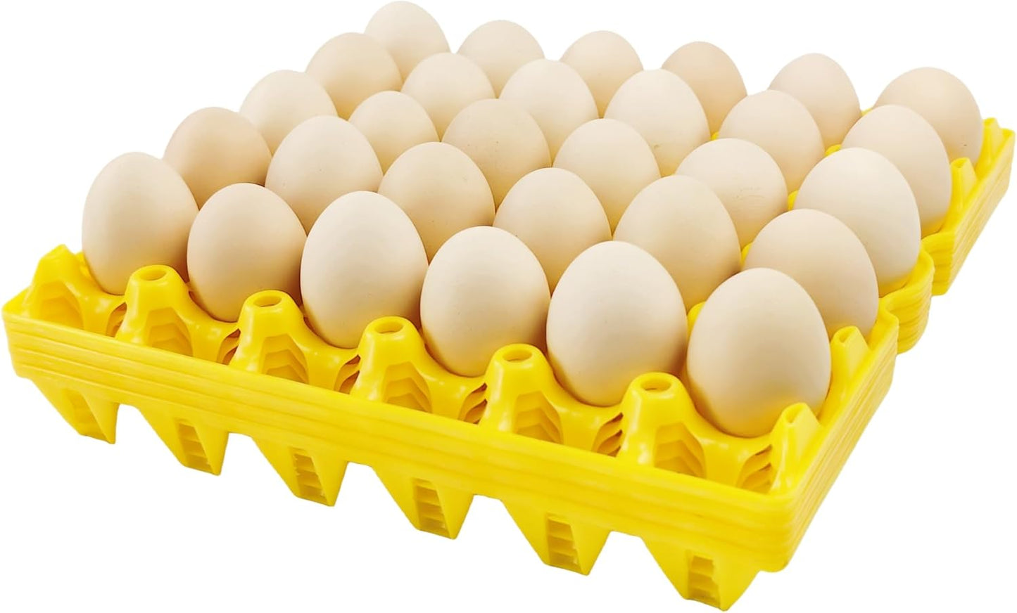 4-Pack Plastic Egg Tray Egg Crates 30-Egg Flats for Home Chicken Farmers, Stackable Egg Cartons Hold Multiple Eggs, Great for Storing, Sorting, and Shipping Eggs, Durable and Reusable (Yellow)