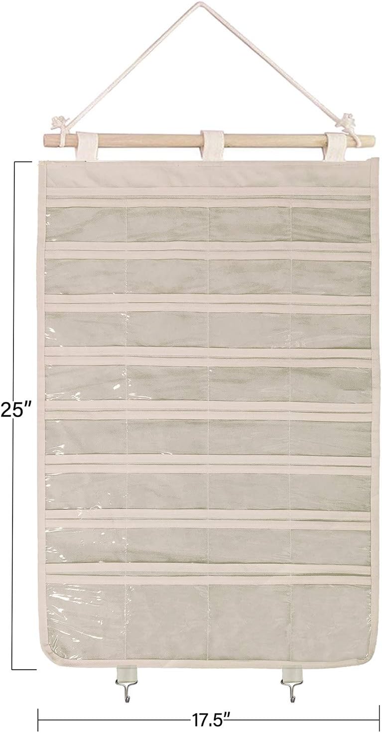 BB Brotrade Hanging Jewelry Organizer,Accessories Organizer,32 Pocket Organizer for Holding Jewelries (Beige-32 Pockets)
