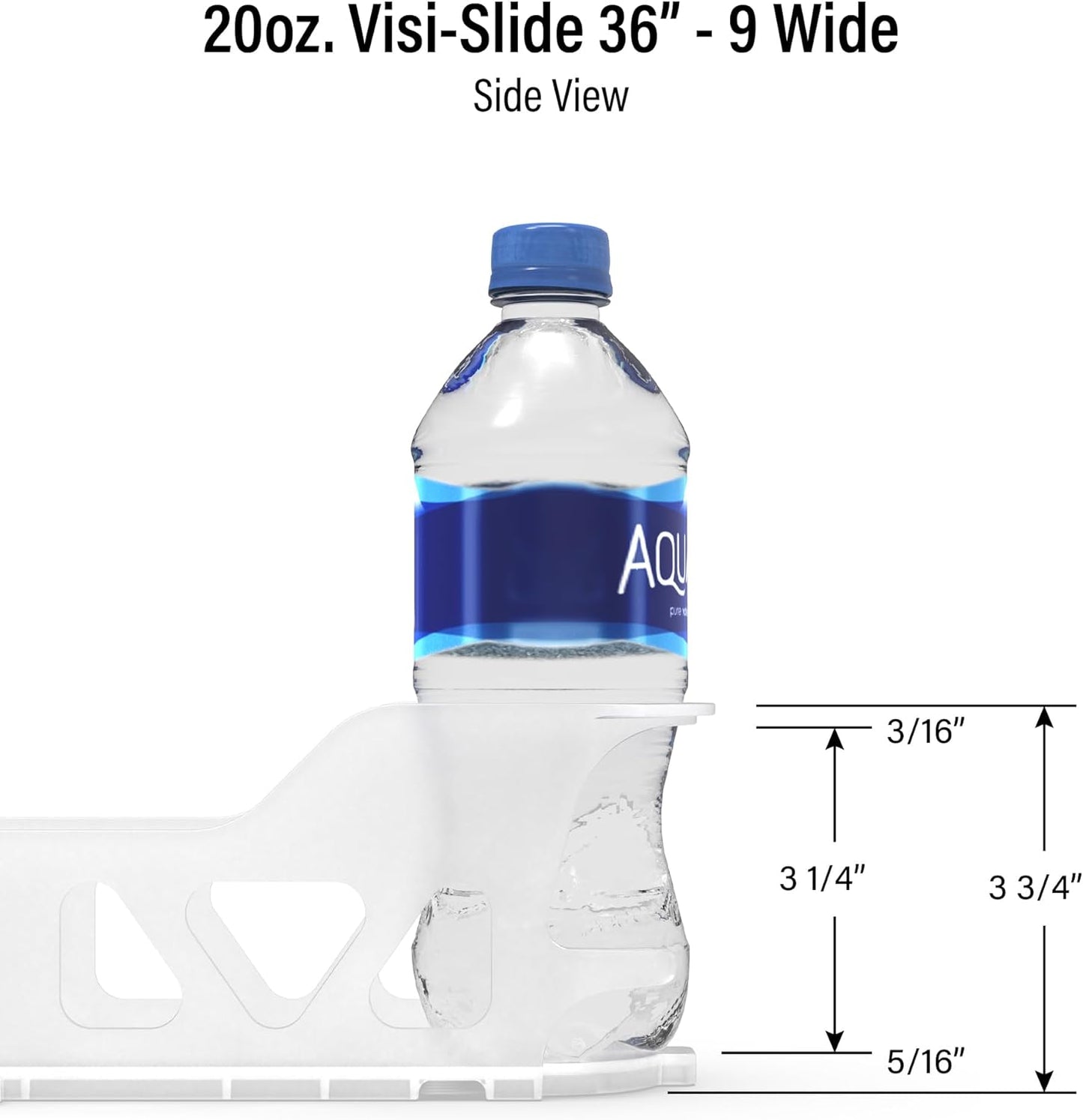 Display Technologies Visi-Slide Gravity Fed Extended Organizer for 20-25oz Beverages on Extended Flat and Angled Shelves in Cold Vaults & Coolers, 9-Wide, 36" Deep Drink Organizer (Pack of 3)