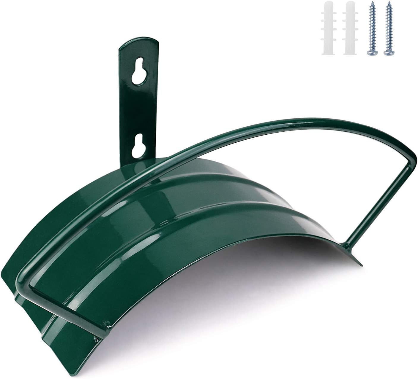 Deluxe Wall Mount Garden Hose Hanger Duty Metal Hose Holder Easily Holds 125 3/4’’ Hose Solid Steel Extra Bracing Forest Green