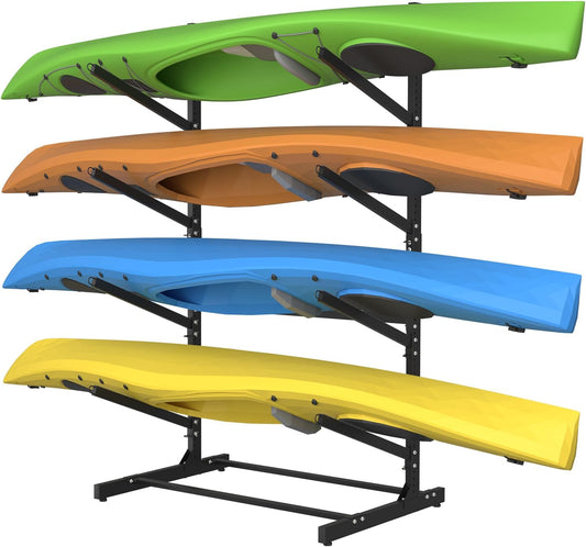 Adjustable Kayak Storage Rack, Freestanding Sup Storage Stand, Weatherproof Canoe Holder, Heavy Duty Paddleboard Bracket, Surfboard Bracket for Indoor, Outdoor, Garage, Shed, Dock…