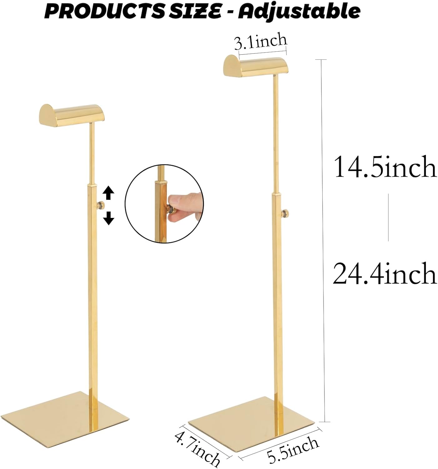 Handbag Display Stands - 2 Pack Stainless Steel Purse Display Stand Adjustable Height Hanging Hook Stands Ornament for Home Store Boutique Counter (Anti-fingerprint)