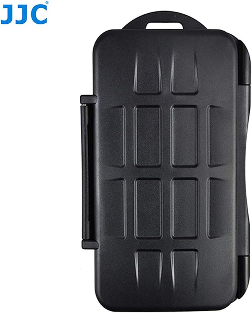 JJC MC-SD12 Ruggard SD Card Case, Shockproof SD Card Case, Water-Resistant SD Card Case, Rubber Sealed Ergonomic Locking Easy Carrying Memory Card Case Fits 12 SD Cards
