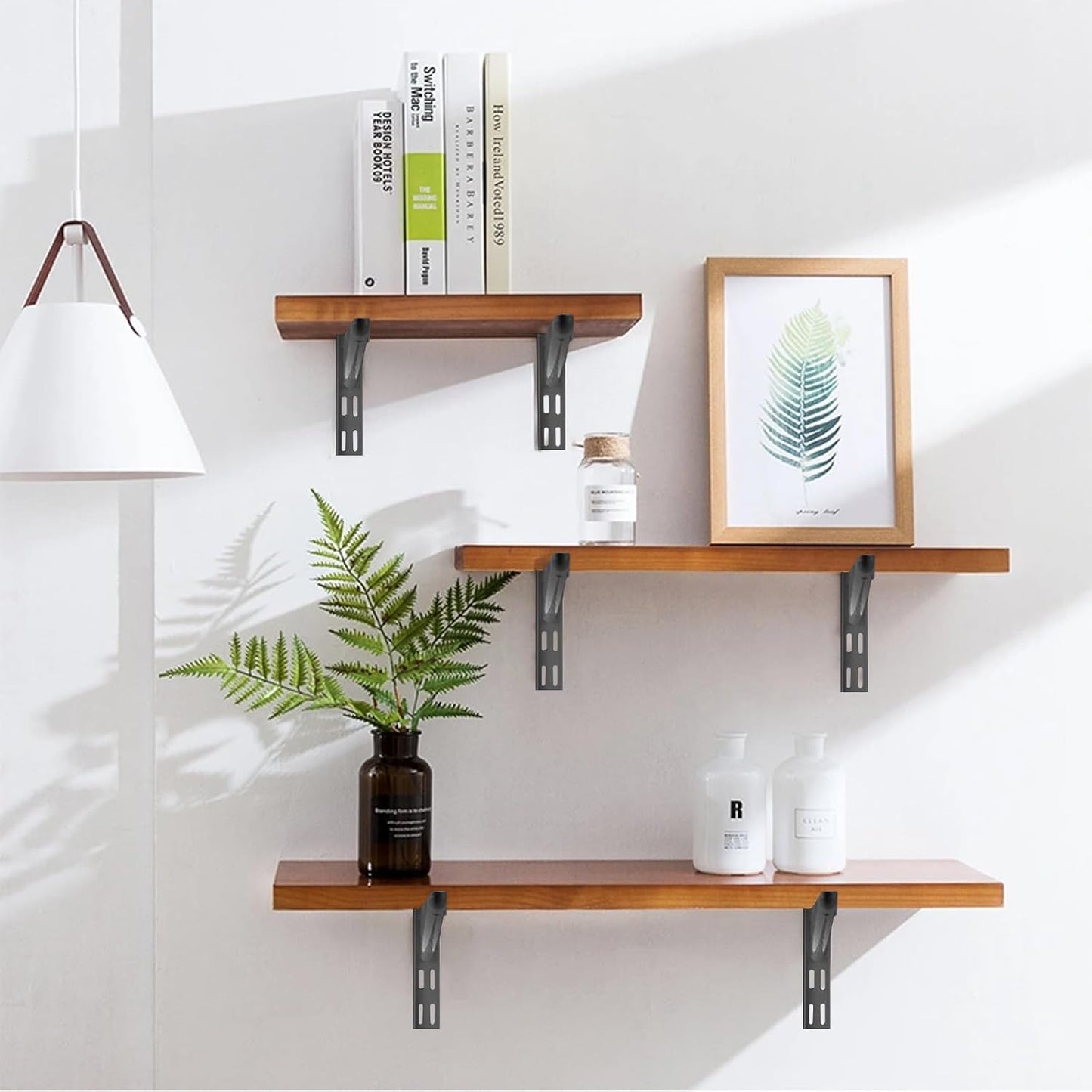 10 Pack 7‑Inch Adjustable Wire Shelf Brackets – Heavy‑Duty Double‑Track Closet & Wall Shelving System Supports（Black）