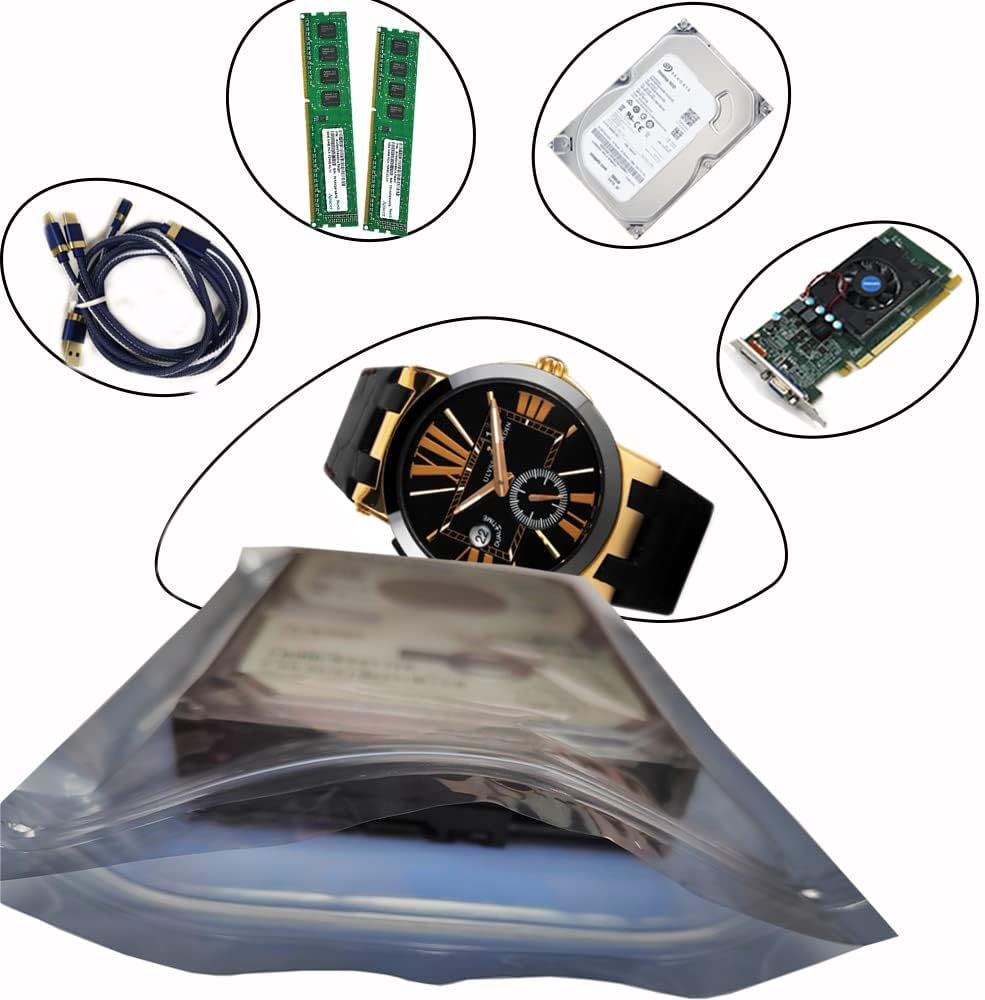 50pcs 5.9x7.8in/15x20cm Anti Static Bags, Premium Resealable Antistatic Bags for Various Precision Parts, Electronic Equipment, HDD, SSD Hard Drive, Computer Accessories