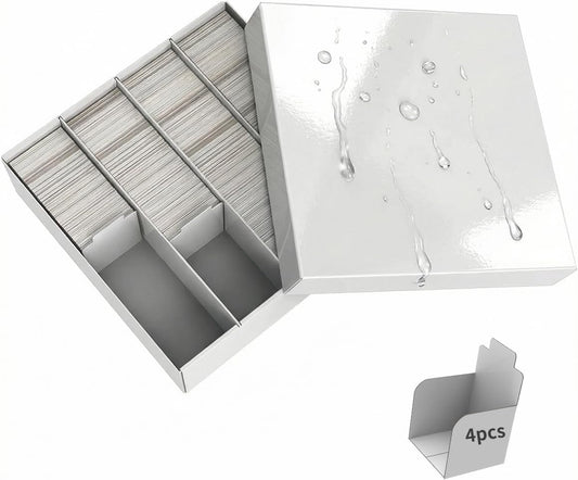 Trading Card Storage Box with 4 Cards Stoppers, 3200 Count Cardboard Storage Box for Sports, Tcg, Mtg, Standard Card, Bulk Collectible Trading Cards (1-Pack)