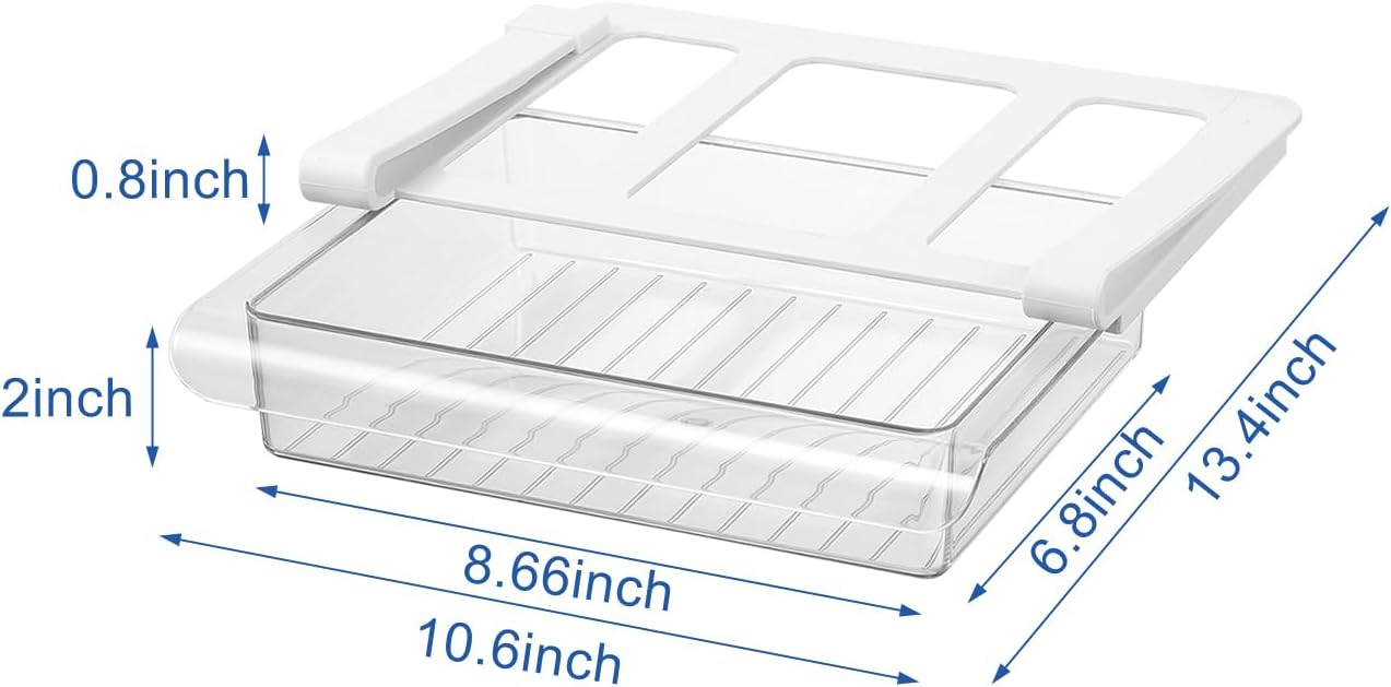 Pull-Out Fridge Drawer Organizer - Under Shelf Storage Bins for Refrigerator Organization for Fruits Vegetables, Cheese & Deli (Flat & Narrow)