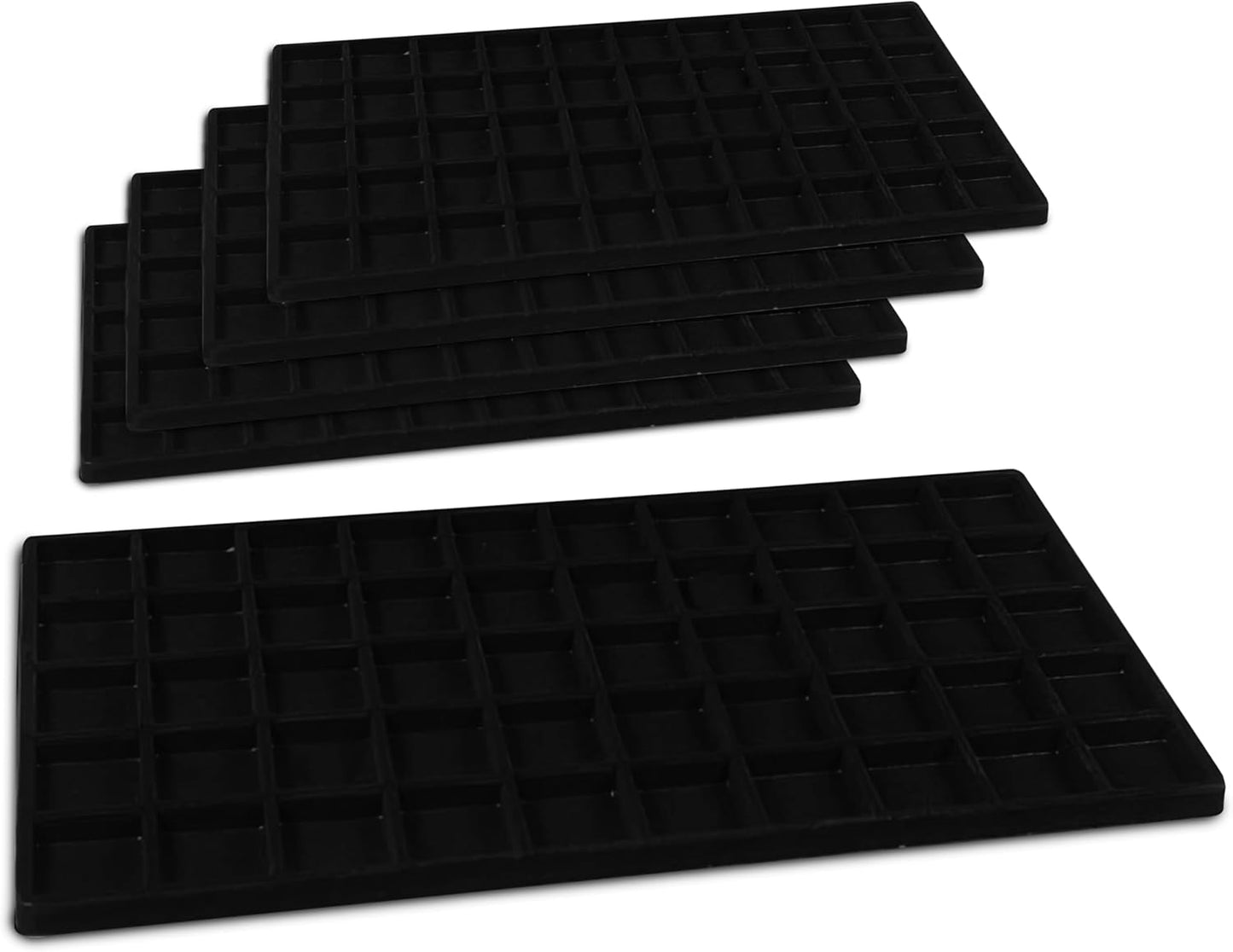 Novel Box 5 Pack 50-Slot Black Liner Jewelry Storage Tray Inserts 14.75x8.25x1 Inches - Jewelry Organizer Pad for Drawers & Store Displays - Jewelry Display Pads for Rings Earrings & Pendants