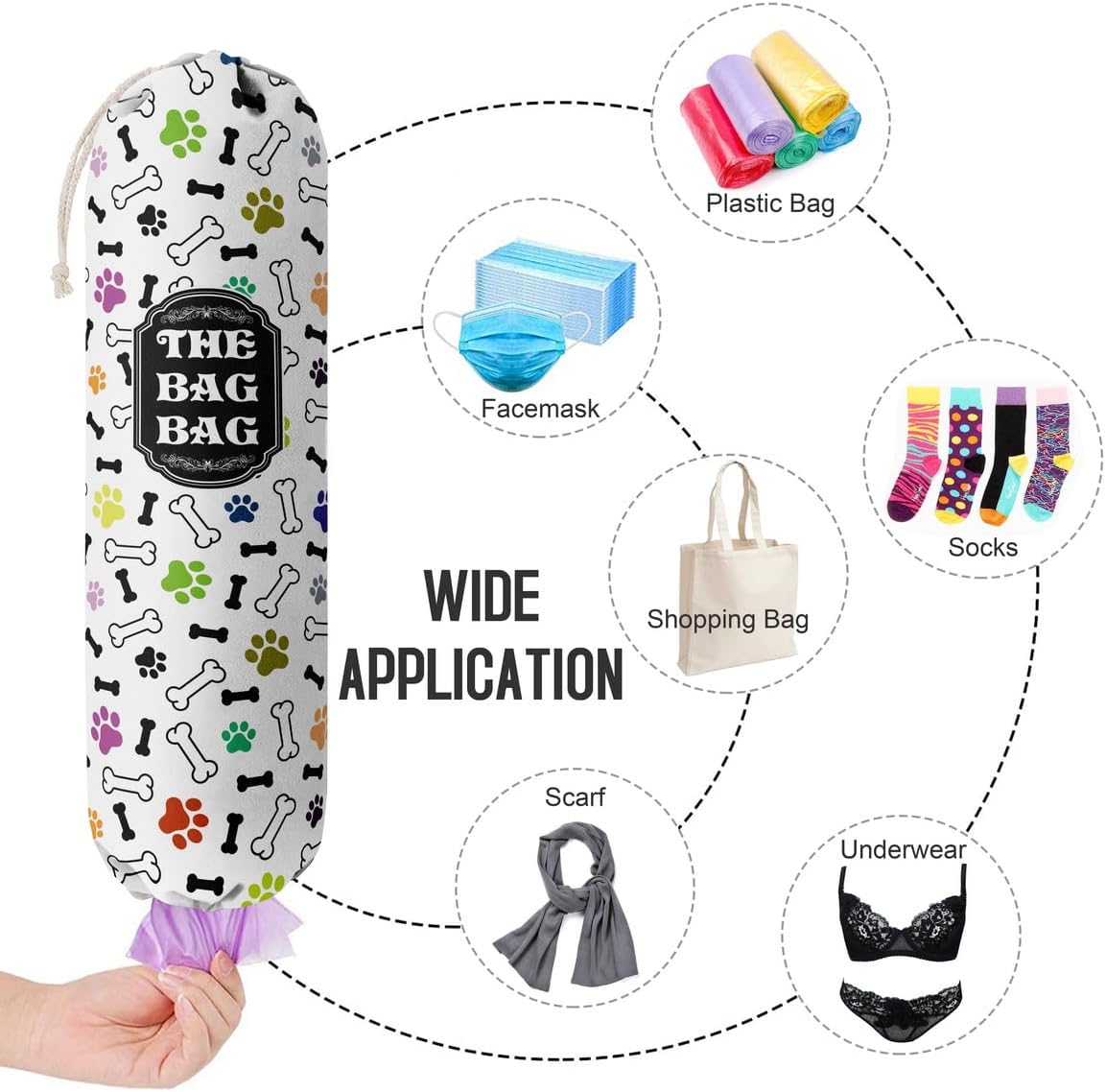 Grocery Bags Holder Organizer For Shopping Bags, Wall Mount Plastic Bags Storage Container Dispensers, Pet Lovers Home Kitchen Bags, The Bag Bag Grocery Bag Holder, Gifts For Women Dog Mom Dad (G-17)