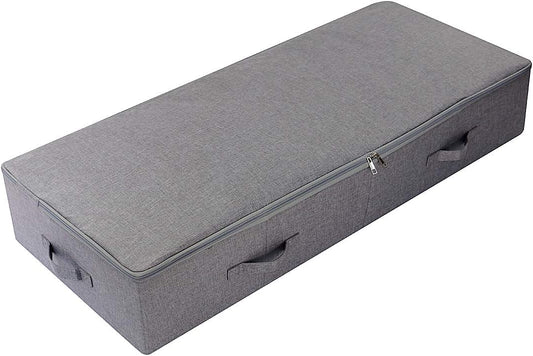 iwill CREATE PRO Under Bed Storage Bin, 100cm Large Foldable Container with Lid | 39.4"x16.9"x7" Dust-Proof Washable Organizer for Shoes, Clothing, Bedding | Durable Plastic Board, Dark Gray