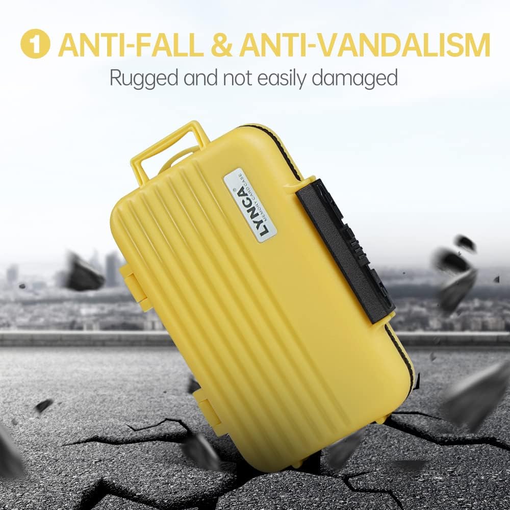LYNCA 24 Slots Camera Memory Card Case Holder Water-Resistant Anti-Shock SD Card Case Holder Wallet for 8 SD Cards 4 CF Cards 12 Micro SD/TF Cards Storage Box, Compact Memory Cards Wallet (Yellow)