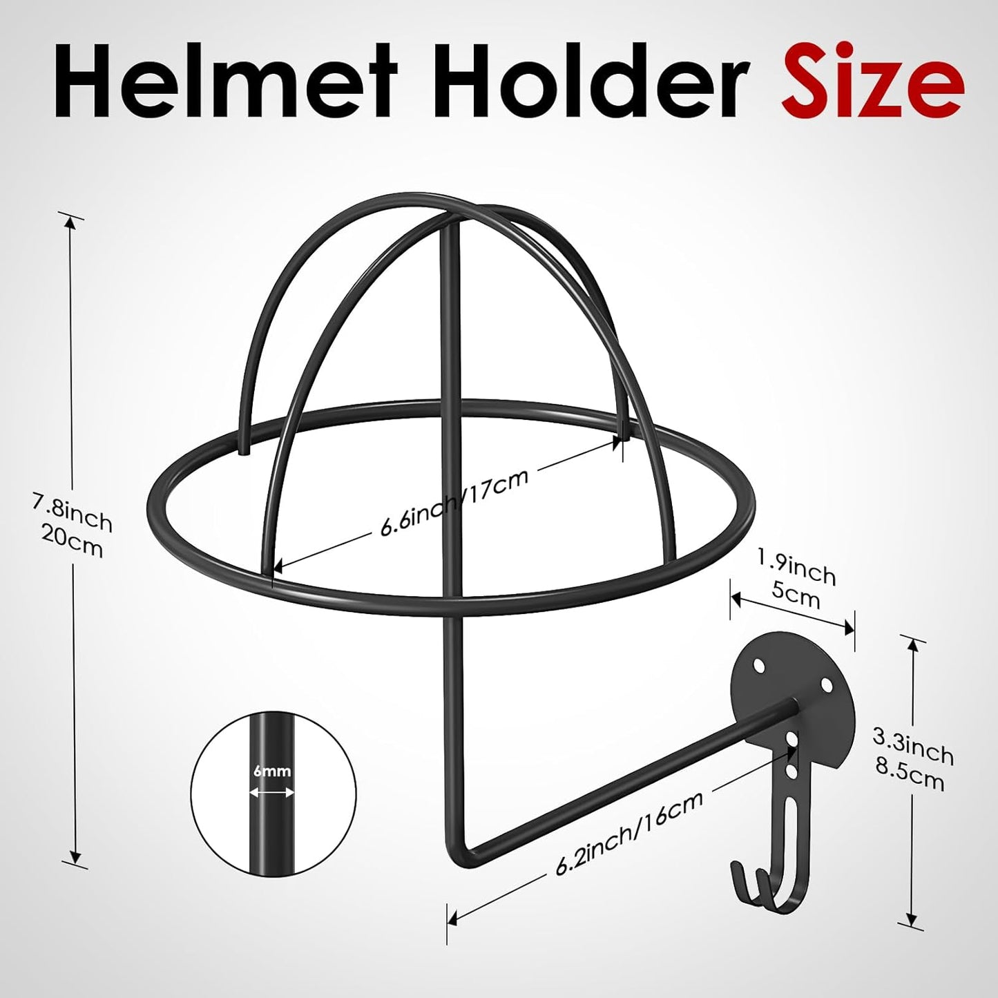 Helmet Holder Wall Mount, 4 Pack Metal Motorcycle Helmet Holder with Hooks Multifunctional Helmet Storage Rack for Helmets, Hats, Jackets