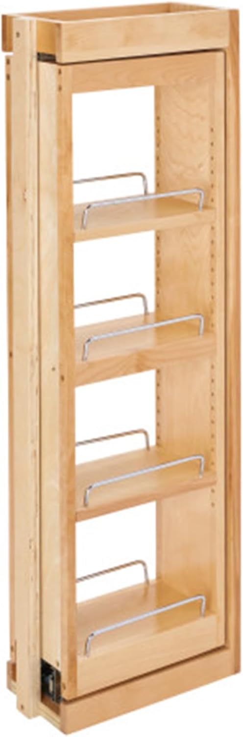 Rev-A-Shelf Kitchen Cabinet Pullout Wall Filler Wooden Organizer Slide Out Pantry Storage w/Soft-Close in Multiple Sizes, 6 x 33 in, 432-WFBBSC33-6C