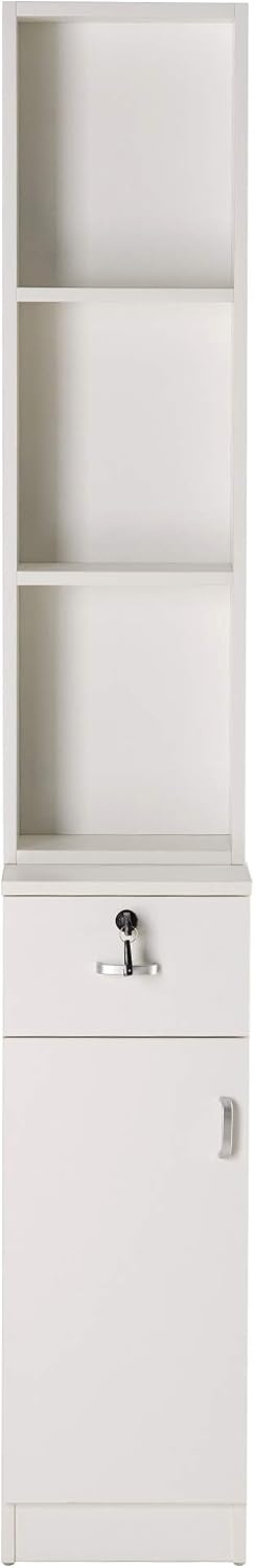 BarberPub Locking Wall Mount Hair Styling Barber Station with Drawer Storage Beauty Salon Spa Equipment 3036-1 (White)
