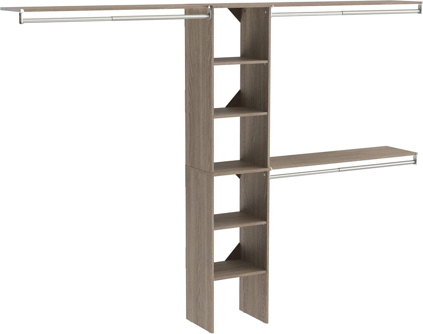 ClosetMaid 1951140 SuiteSymphony 16-Inch Closet Organizer with Shelves, Natural Gray
