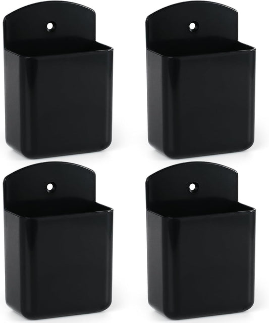 4 Pcs Remote Control Holder Wall Mount, TV Controller Holder, Self Adhesive Remote Holder, Wall Pen Holder Storage Accessories for Home Office School (Black)