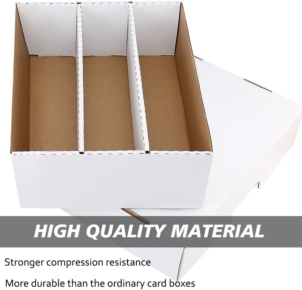 4Pack 3Pack Card Box for Trading Card, 2400-count Cardboard Card Storage Box, 3-Row bulk Card Storage box with 150 Soft Sleeves & 24 Dividers,Card Organizer Box for TCG/Magic/Mtg, Toploader