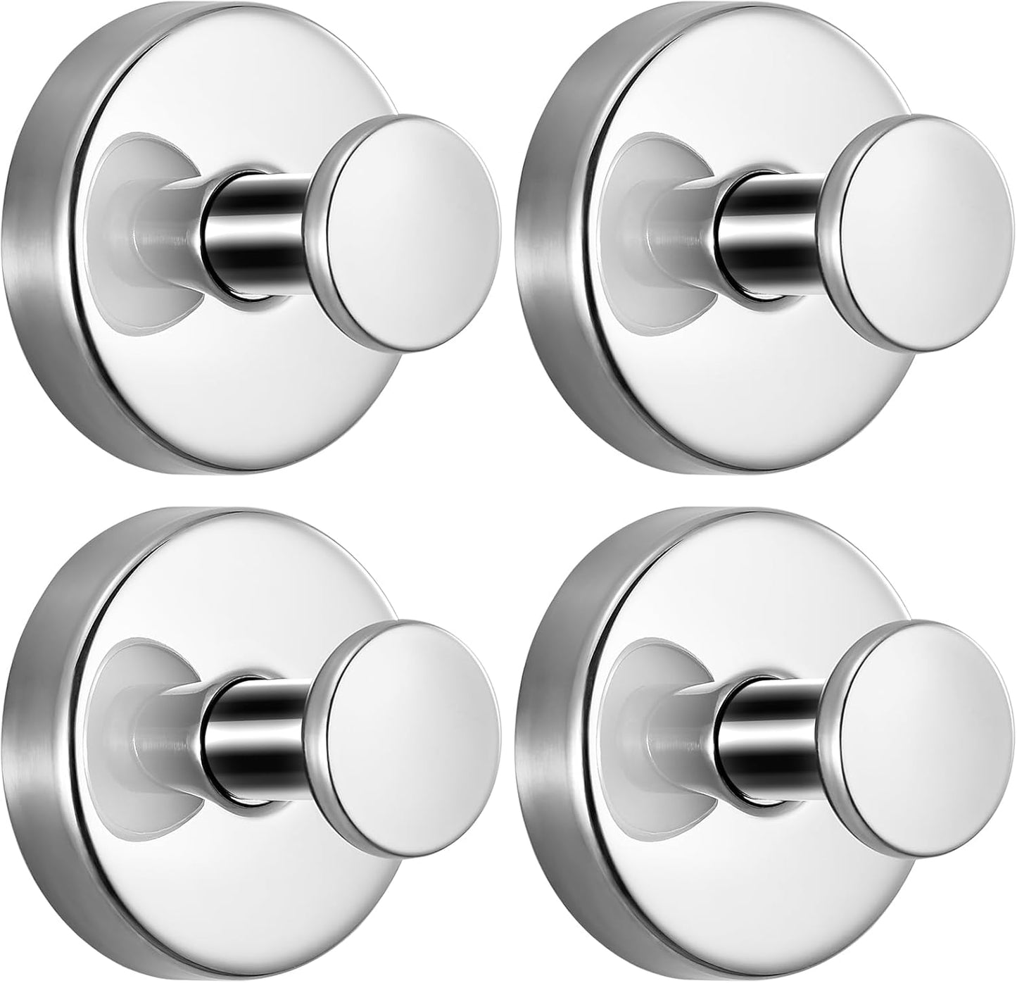 Suction Cup Hooks for Shower No-Drill Bathroom Hooks for Towels, Robes, Loofah Mountable on Bathroom Walls, Kitchen, Glass, Mirrors,Tile,Smooth Non-Porous Surfaces,Removable,4pcs,Chrome Polished
