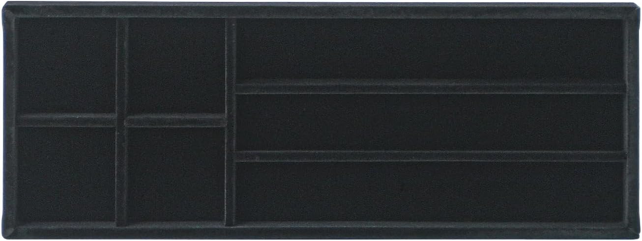 Divided Drawer Organizer Tray, Velvet Jewelry Storage Tray, Necklace Bracelet Ring Earring Display Tray,Bedside Nightstand Desk Holder Tray for Phone Watch Sunglasses Cosmetics Storage/Black/7grid