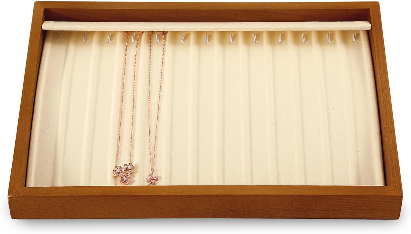 Necklace Organizer, Wood Jewelry Tray,White Necklace Display For Selling,Premium Stackable Jewelry Organizer Trays