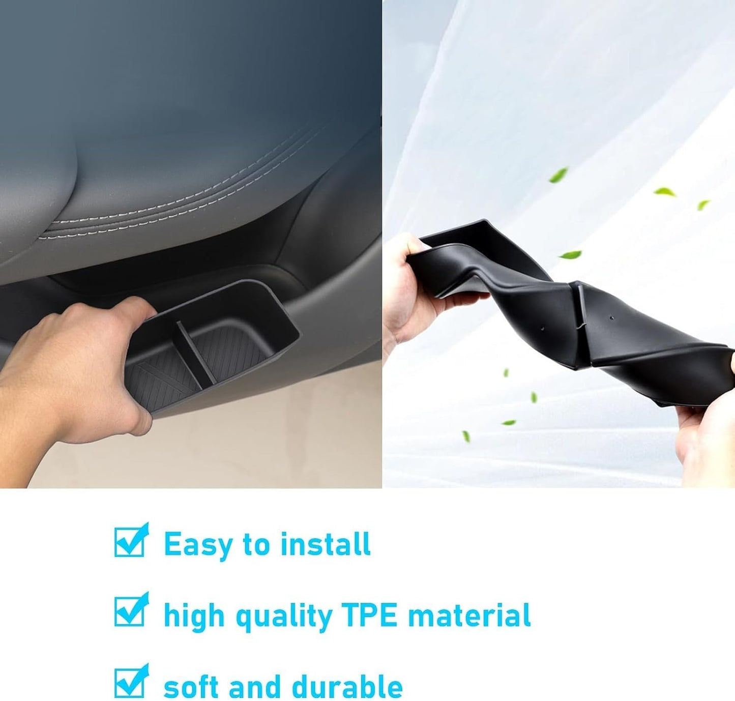 Yumzeco 2PCS Compatible 2021 2022 2023 2024 2025 2026 Tesla Model X Door Side Storage Box Tray, Front Row Door Side Organizer Tray for Tesla Model X Accessories 2021 2022 2023 2024 2025 2026