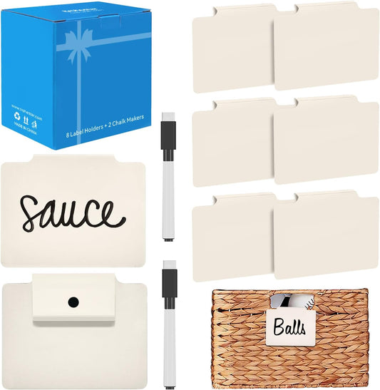 Metal Basket Bin Label Clip (Cream, 8 Metal Label Clip)