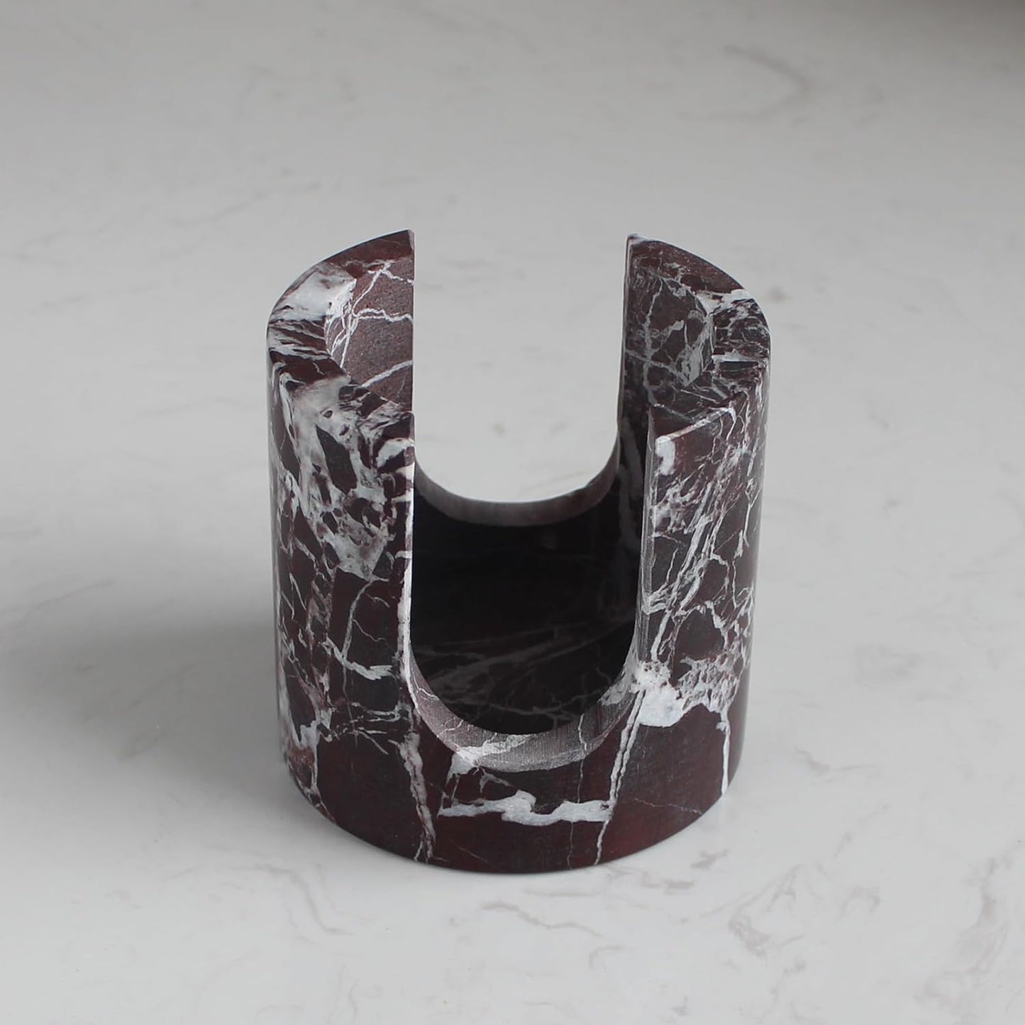 Natural Travertine Marble Sponge Holder for Kitchen Sink, Drying Rack, Compact Sink Caddy Organizer - Rosso Levanto Marble