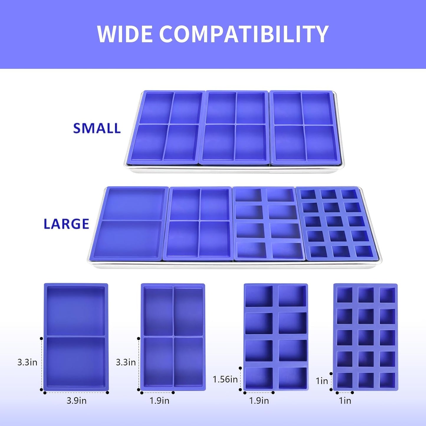 4 Pcs Silicone Tray Dividers for Harvest Right Freeze Dryer,Silicone Food Molds for Harvest right freeze dryer accessories，Reusable Dryer Food Freezer Trays (Purple,Mixing cavity)