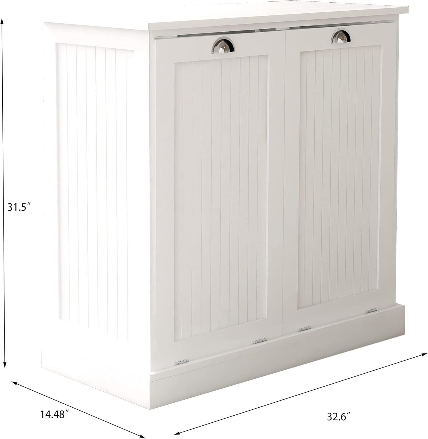 KEIKI Double Tilt-Out Laundry Hamper Cabinet with Removable Bags, Hidden Laundry Organizer for Bathroom or Laundry Room Cabinets, White