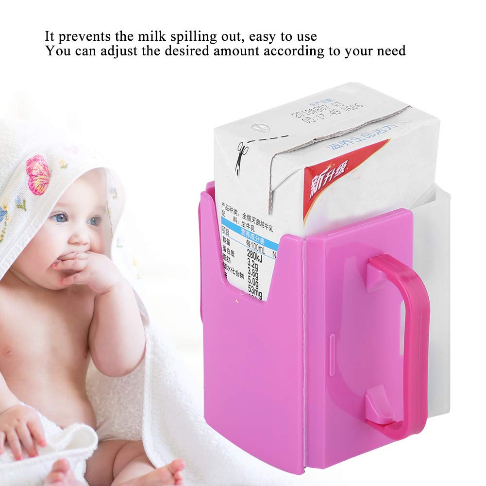 Milk Carton Holder Adjustable Spillproof Milk Drink Holder with Handle for Kid Child Kitchen Tool (Red)