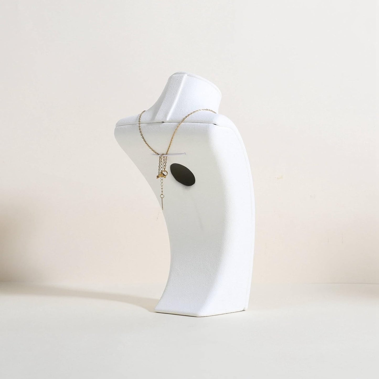 GemeShou White necklace storage organizer for sale, Velvet necklace holder stand, jewelry bust display stands, Jewelry Mannequin for Countertop, Showcase【White-Small height 7.68 inch】