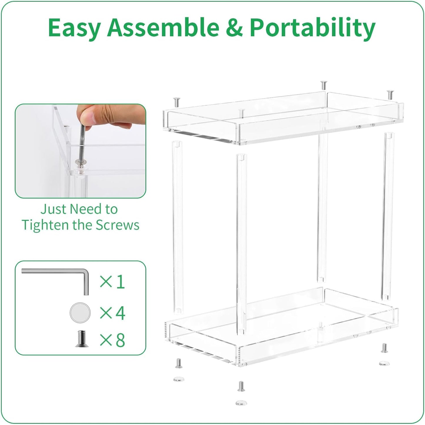 NPPLUS Acrylic Bathroom Counter Organizer, 2-Tier Tray Vanity Counter Organizer, Home Storage Holder for Makeup, Cosmetics & Perfume