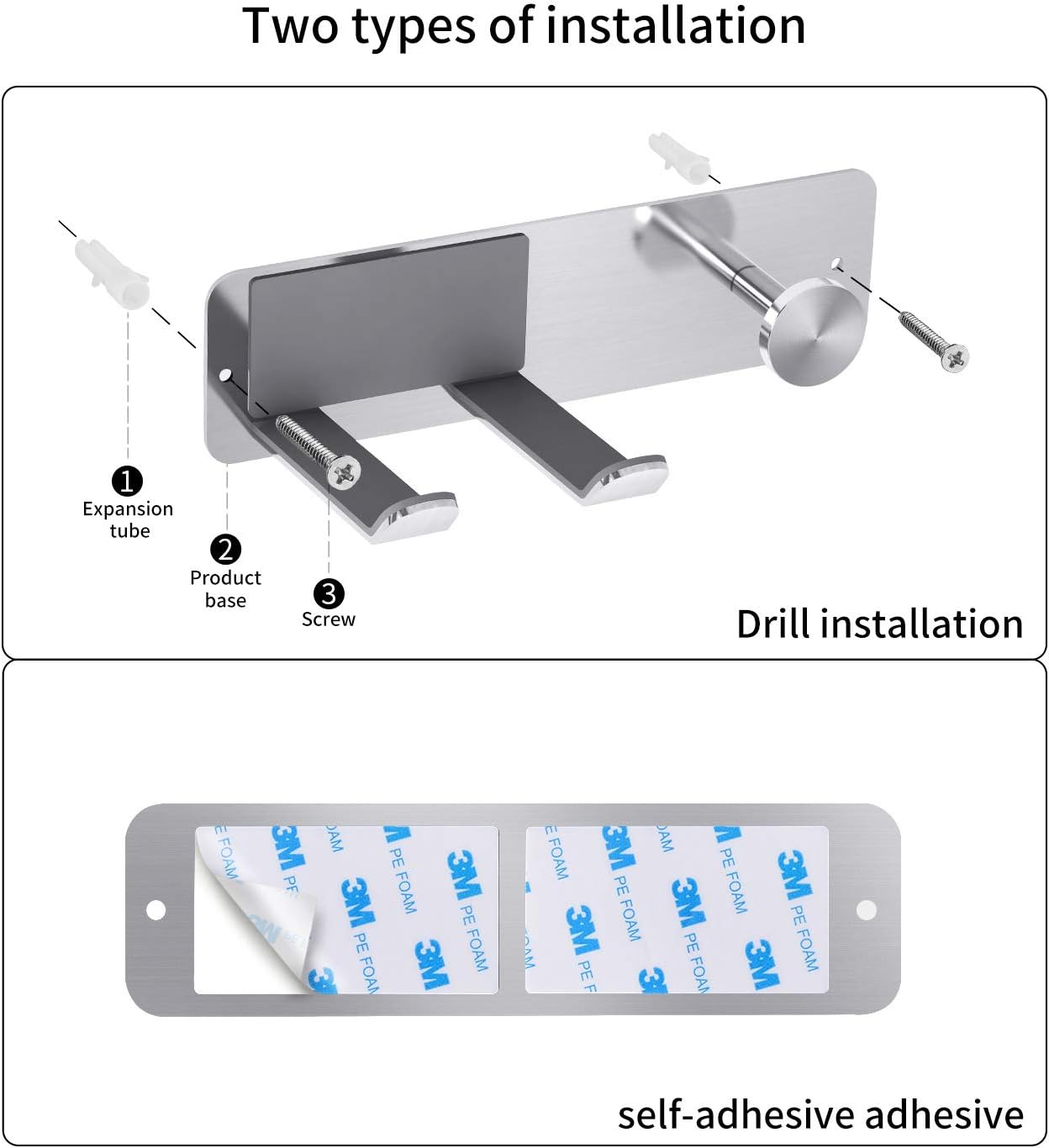 FLE Hair Dryer Holder Wall Mounted, Stainless Steel Self Adhesive Blow Dryer Holder Rack for Dyson Supersonic Hair Dryer,Silver