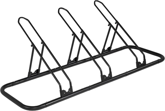 CyclingDeal Bicycle Floor Parking Rack Stand - for Mountain MTB Road Bike - Indoor Home Garage Storage - Adjustable 3 Bikes
