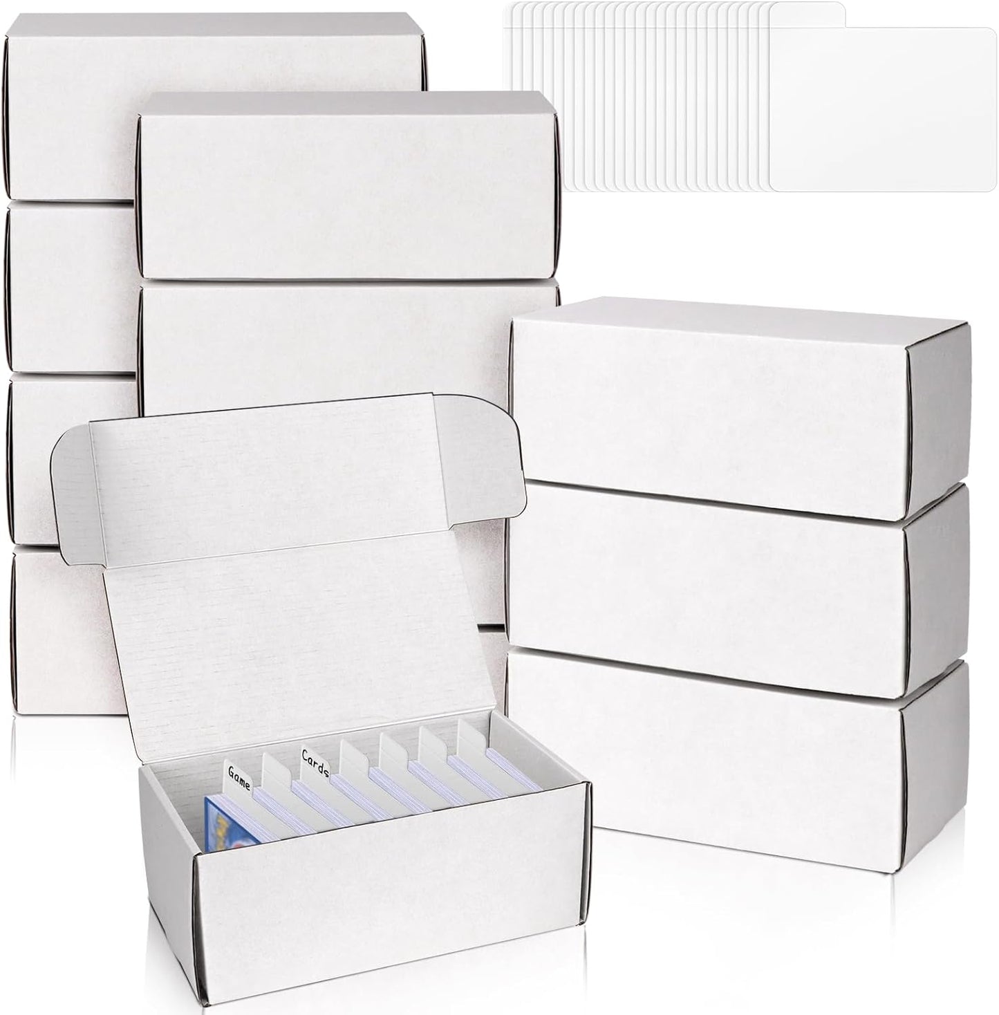 Trading Card Storage Box with Dividers, 12 Pack • 400 Count Bulk Card Collection Case, Corrugated Cardboard Storage Box for Sports, TCG/Magic/Mtg Cards (Horizontal Length 7.5 Inch)