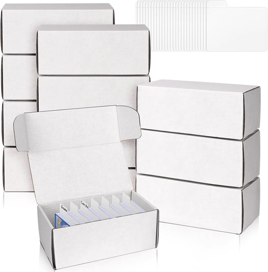 Trading Card Storage Box with Dividers, 12 Pack • 400 Count Bulk Card Collection Case, Corrugated Cardboard Storage Box for Sports, TCG/Magic/Mtg Cards (Horizontal Length 7.5 Inch)