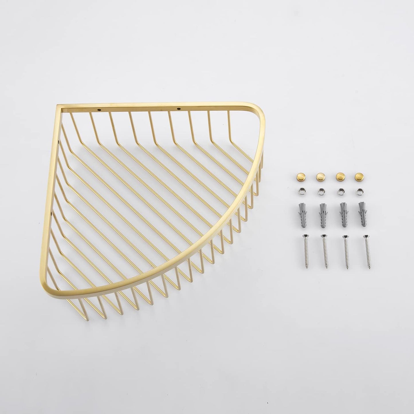 Bathroom Shower Caddy Corner Shelf Basket, Ultra Sturdy Rust-Proof Stainless Steel Shelf Organizer Shampoo Holder, Wall Mounted Storage Rack for Bathroom Kitchen, Brushed Gold