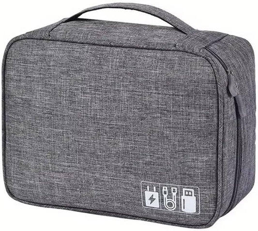 Travel Cable Organizer Bag for Electronics Accessories Portable Tech Carrying Large Storage Case for Charger, Cord, Power Bank, Hardware Waterproof (1PCS) (Grey)