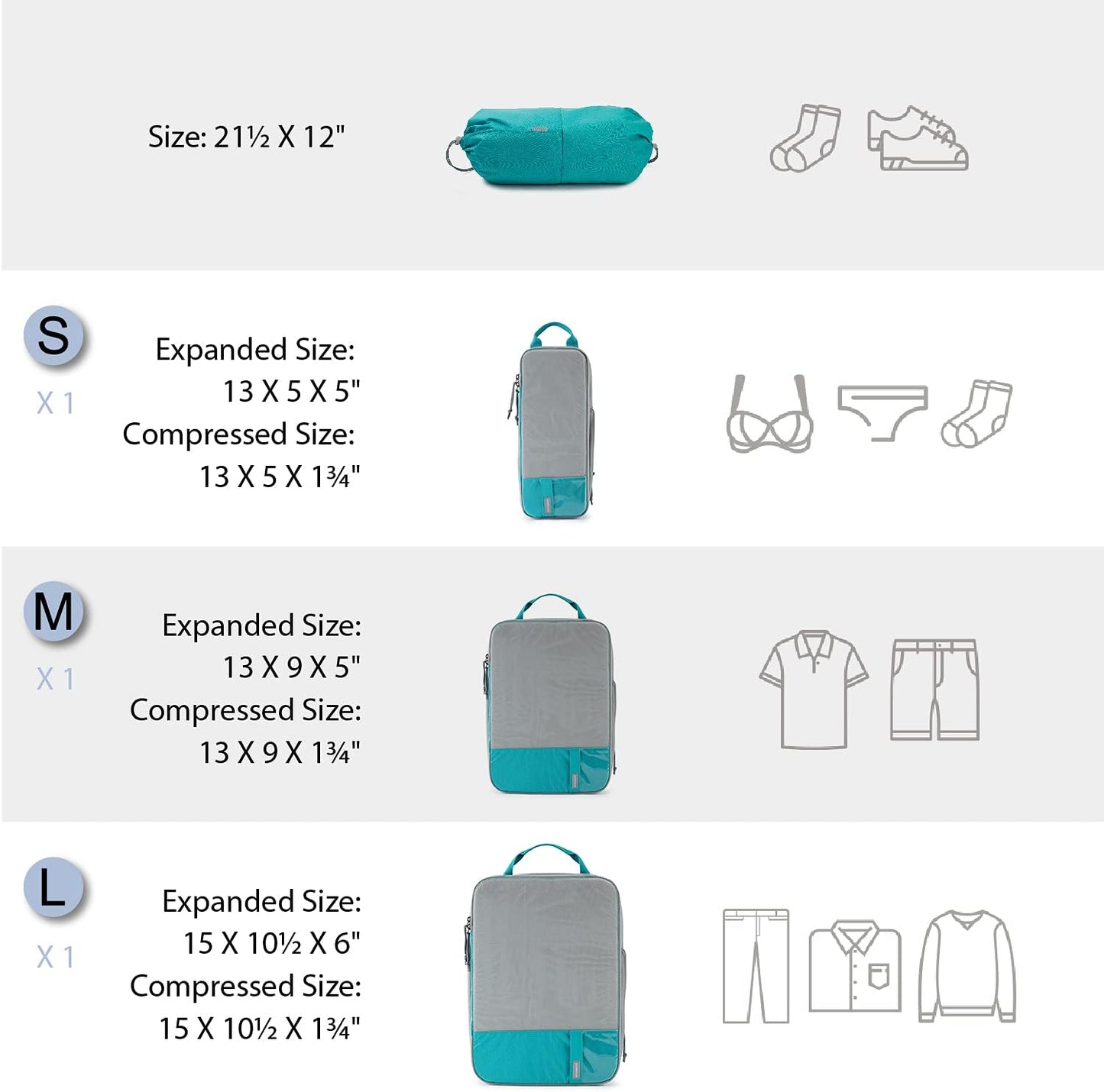 BAGSMART 6 Set /4 Set/2 Set Compression Packing Cubes for Travel, Lightweight Luggage Organizer Bags, Durable Space Saver Bags Travel Essentials
