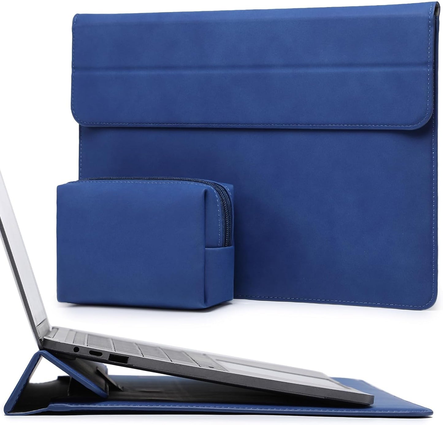 HYZUO 13.3-14 Inch Laptop Sleeve Case with Stand Feature for MacBook Pro 14 M5/M4/M3/M2/M1 2026-2021, MacBook Pro/Air 13.3, 13.5" 13.8" Surface Laptop, HP Spectre X360 13/14, Klein Blue