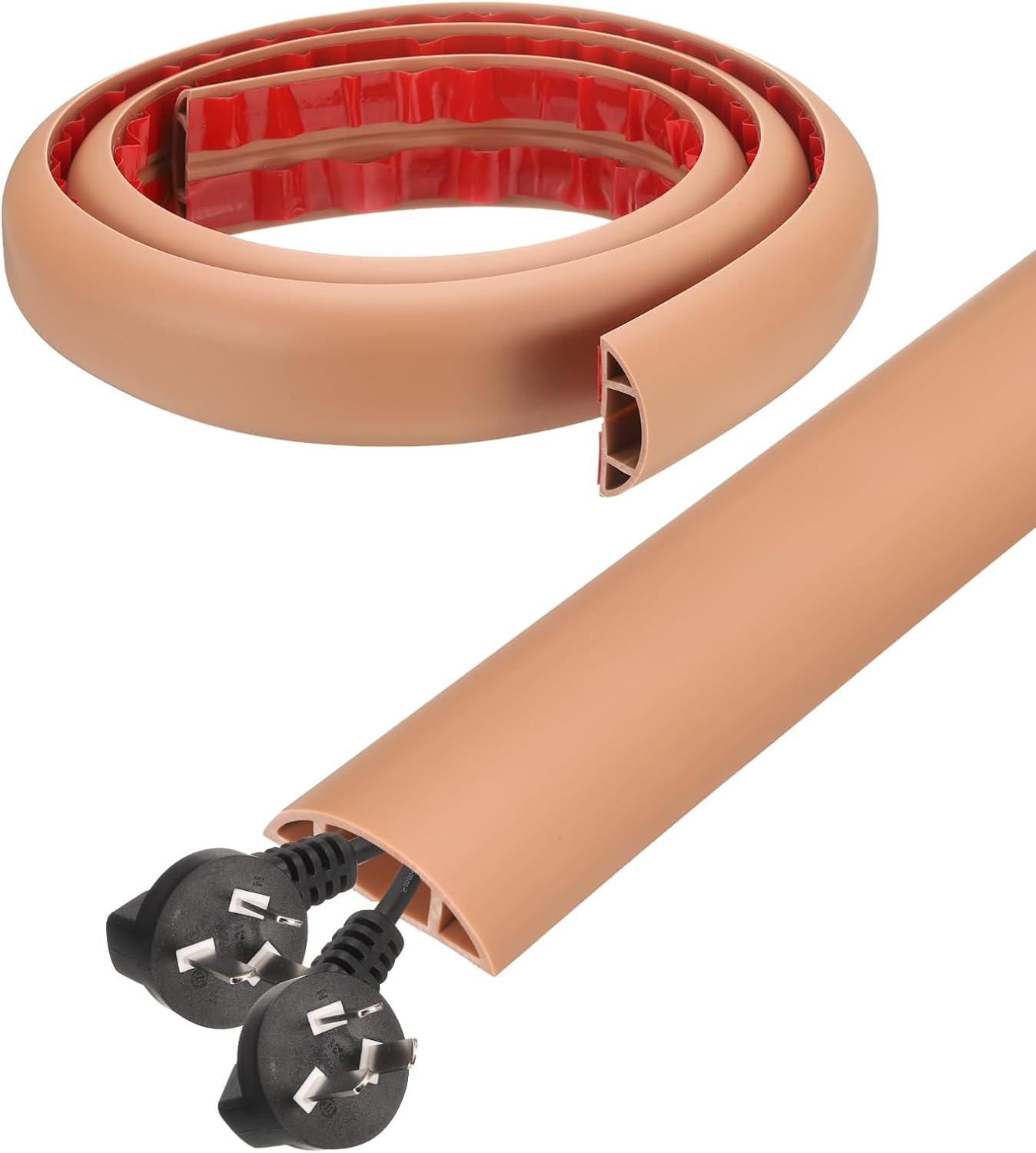 HARFINGTON 4ft Cord Cover Floor W0.6 x H0.33 Inner Channel PVC Hide Extension Cable Floor Wire Hider Wire Covers Protector for Prevent Cable Trips Cables Management, Brown