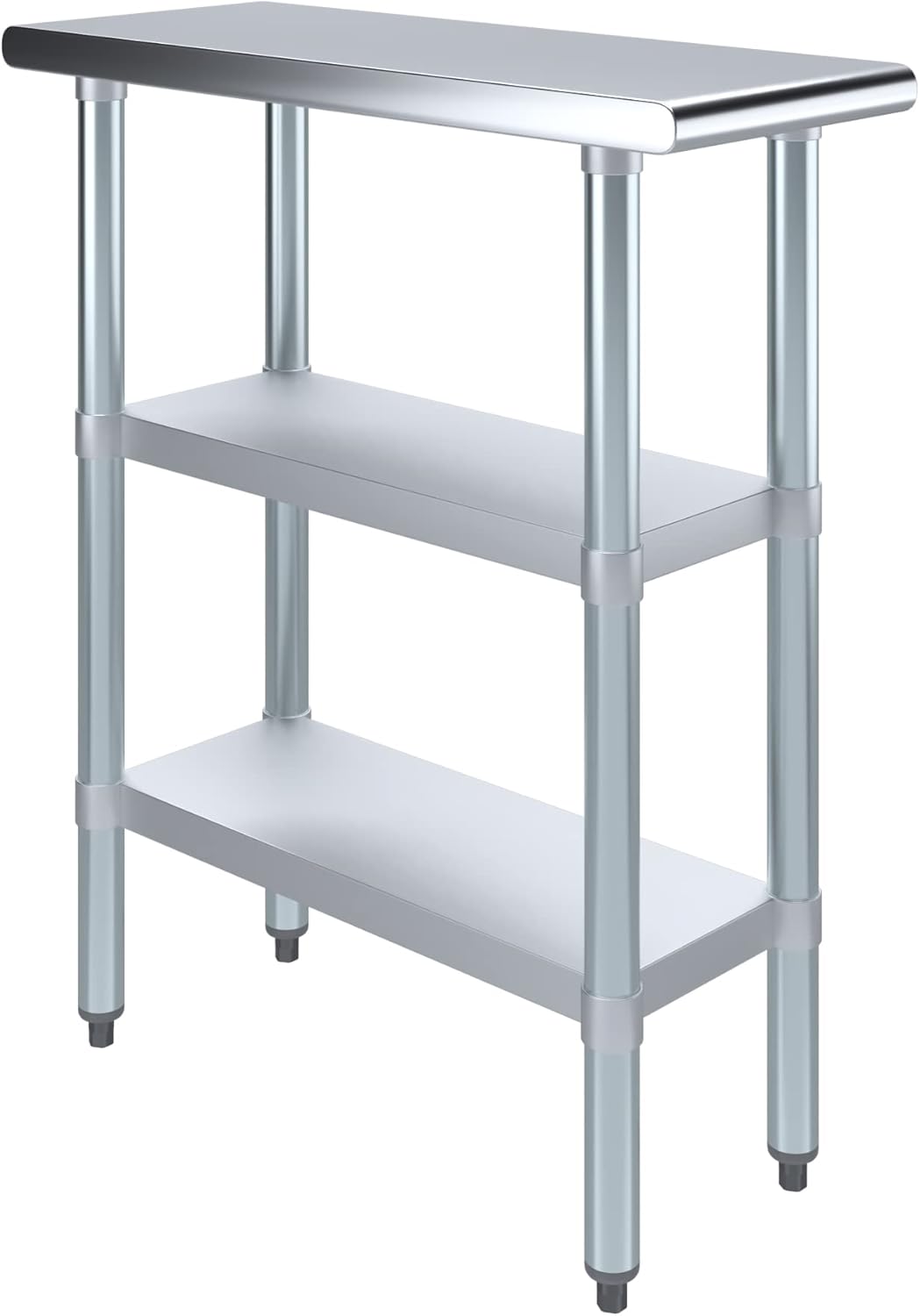 AmGood Stainless Steel Work Table with 2 Shelves | NSF | Metal Utility Table (12" Long x 30" Deep)