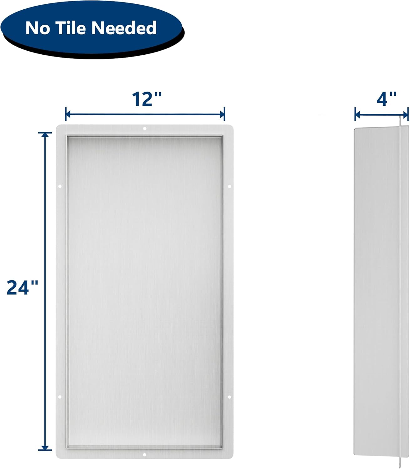 Stainless Steel Shower Niche 24" X 12", No Tile Needed Wall Niche Shower, Recessed Shower Shelf for Bathroom Storage, Brushed Nickel