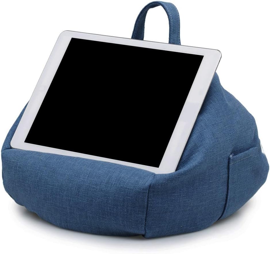 Soft Tablet Pillow Stand - with Pockets, Anti-Fall Book Holder for Bed, Hands-Free Lap Support for Sofa, Lightweight Travel Mount for Car, Phone Glasses Storage Cushion | for Sofa Bed Washroom