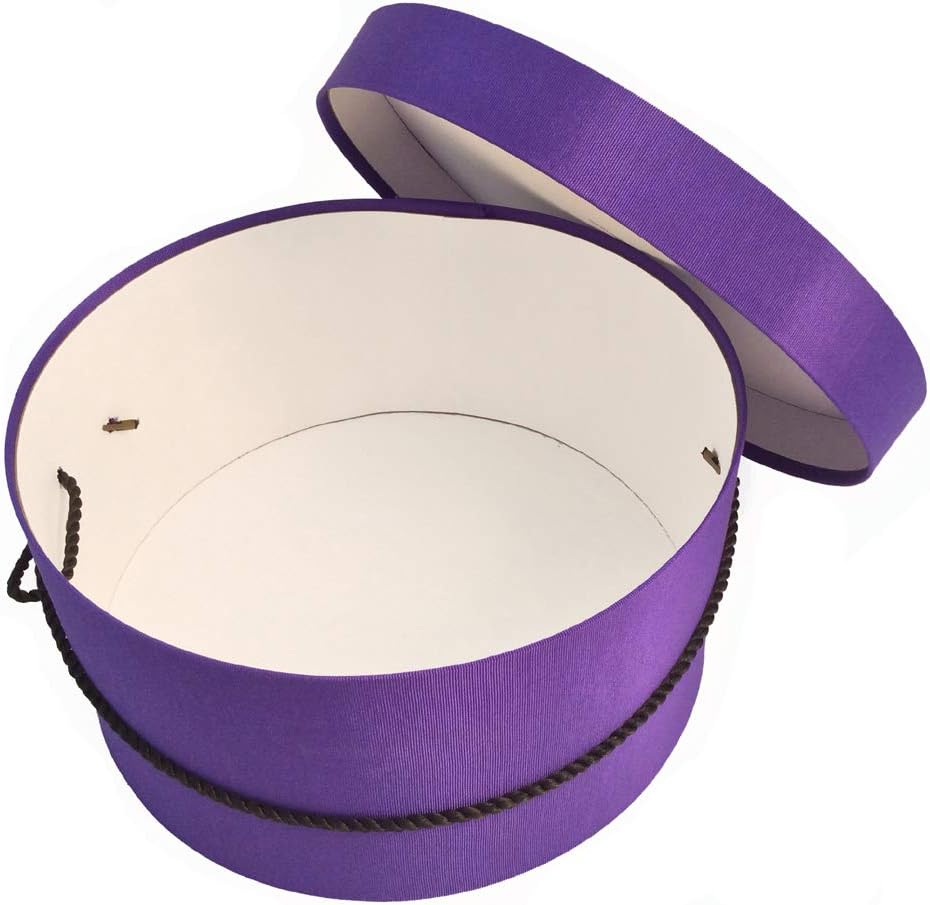Sarah's Hat Boxes Classic Dark Purple Hat Box – 8.75" x 4.5" (Dia. x Ht.) Handmade in USA – Odorless Non-Toxic Adhesive, Cording Handle – Premium Storage for Hats & Accessories