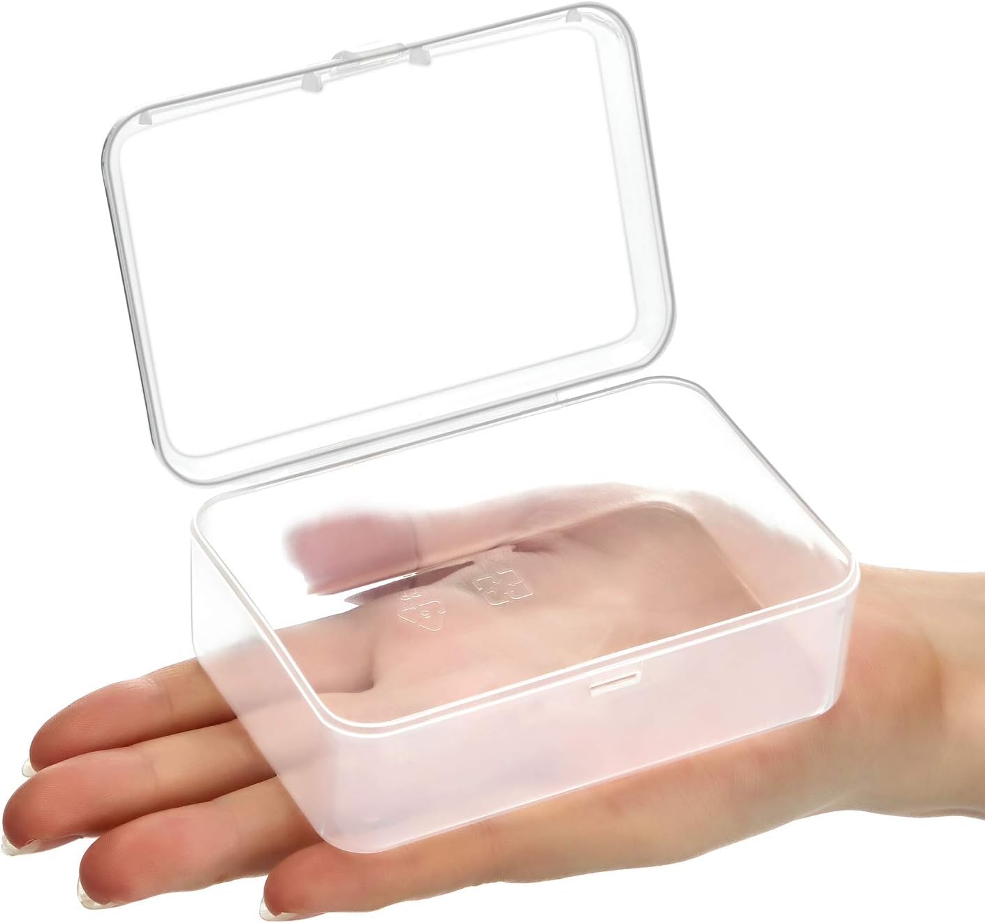 SATINIOR 24 Packs Small Clear Plastic Beads Storage Containers Box with Hinged Lid for Storage of Small Items, Crafts, Jewelry, Hardware (3.5 x 2.4 x 1.2 Inches)