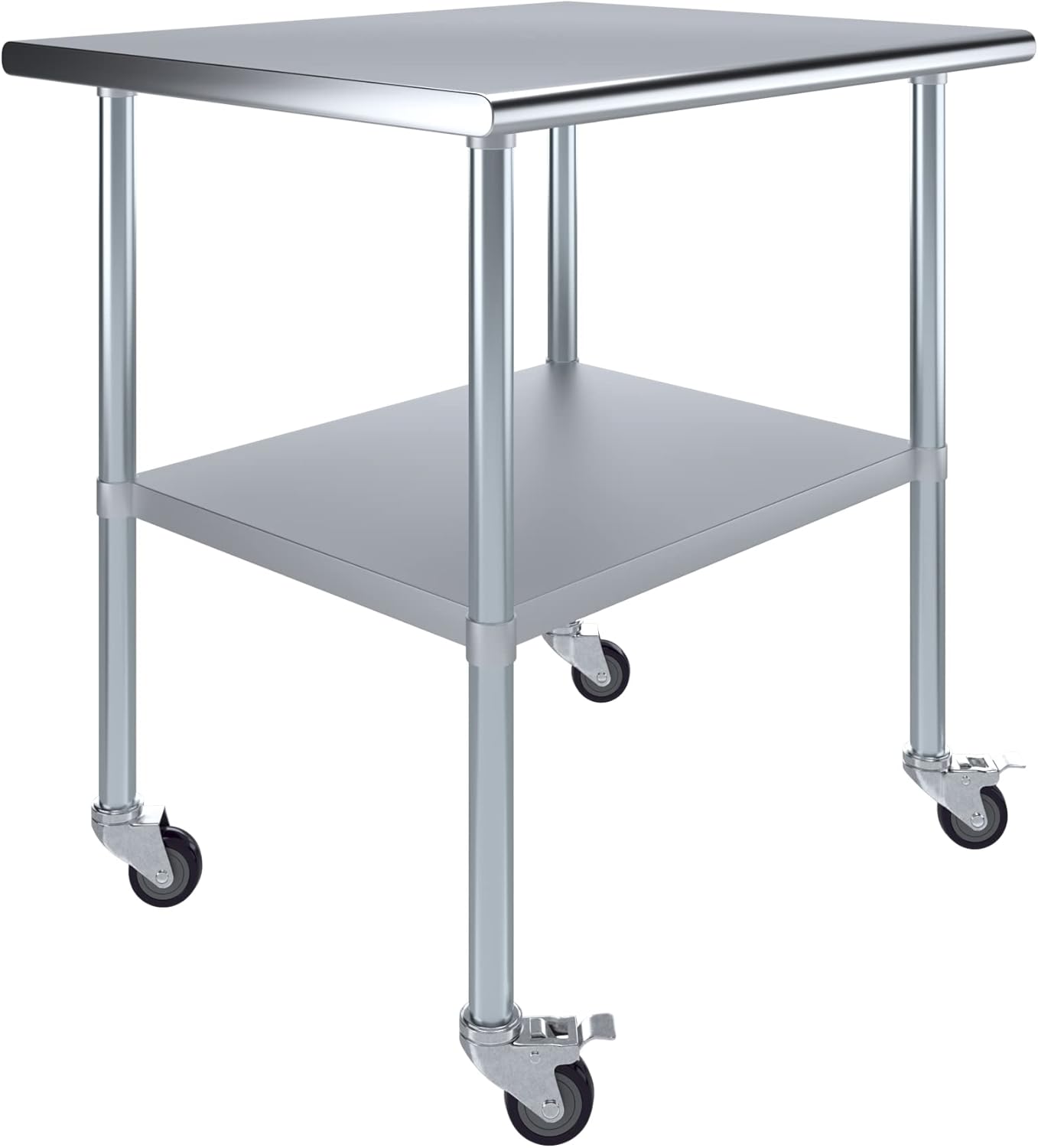 AmGood 36" Long x 30" Deep Stainless Steel Table with Casters