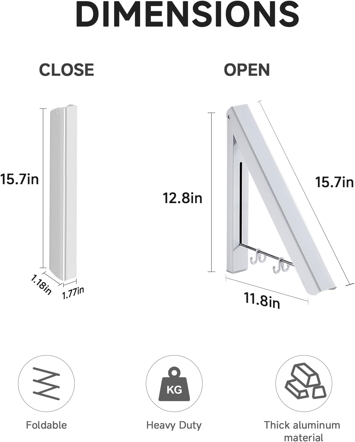 Retractable Clothes Drying Rack,Space Saver Wall-Mounted Retractable & Foldable Clothes Hanger for Laundry Room,Bedroom,Closet Storage Organization (1pcs, White)