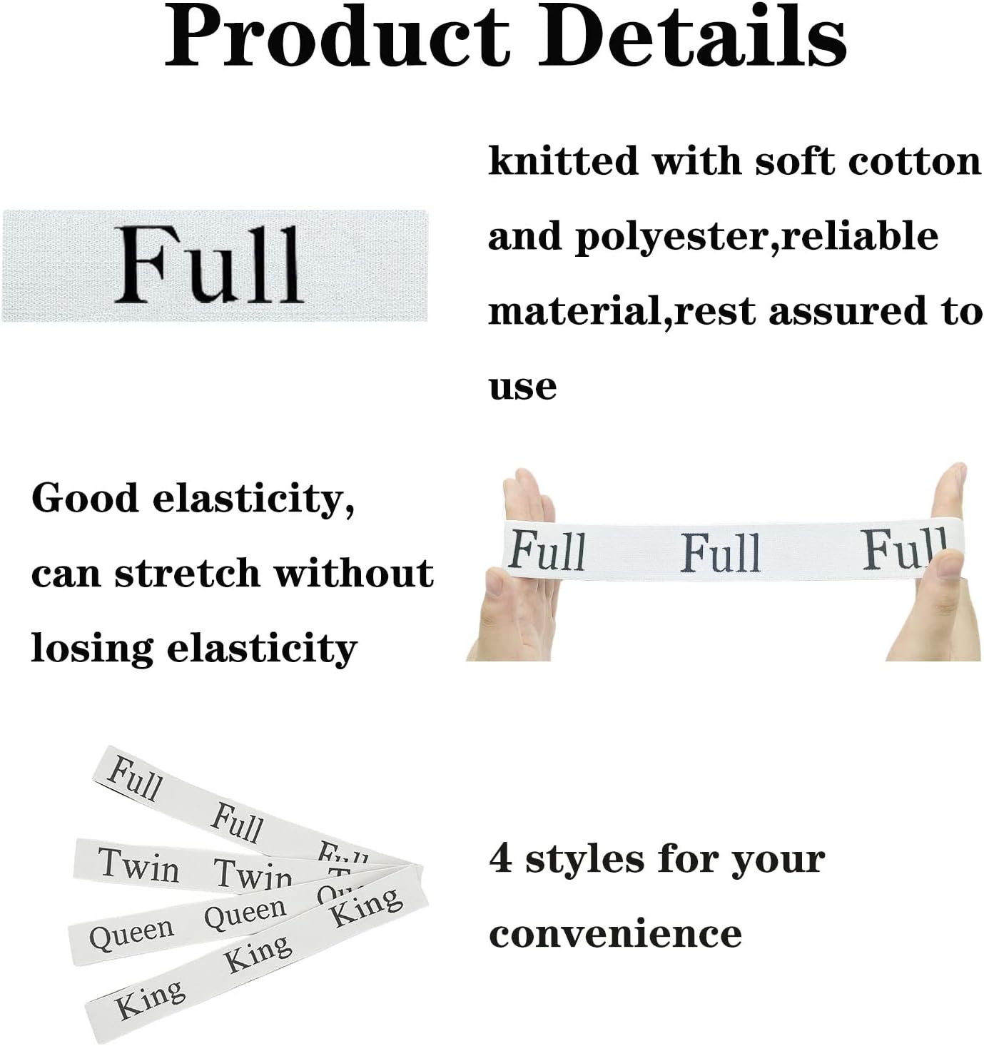 6 Pieces Bed Sheet Organizer Bands, Sheet Organizers and Storage Label Bands, Sheet Label for Bedding, Sheets Organizer for Closet,Sheet Keepers Linen Labels Bedding Bands (Full)